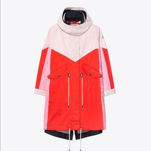 Tory Sport Satin Color Block Raincoat